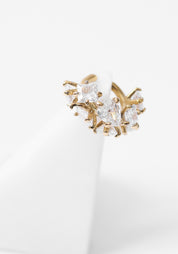 Jaki Gold Tone Stainless Steel Prong Set Zircons Earcuff