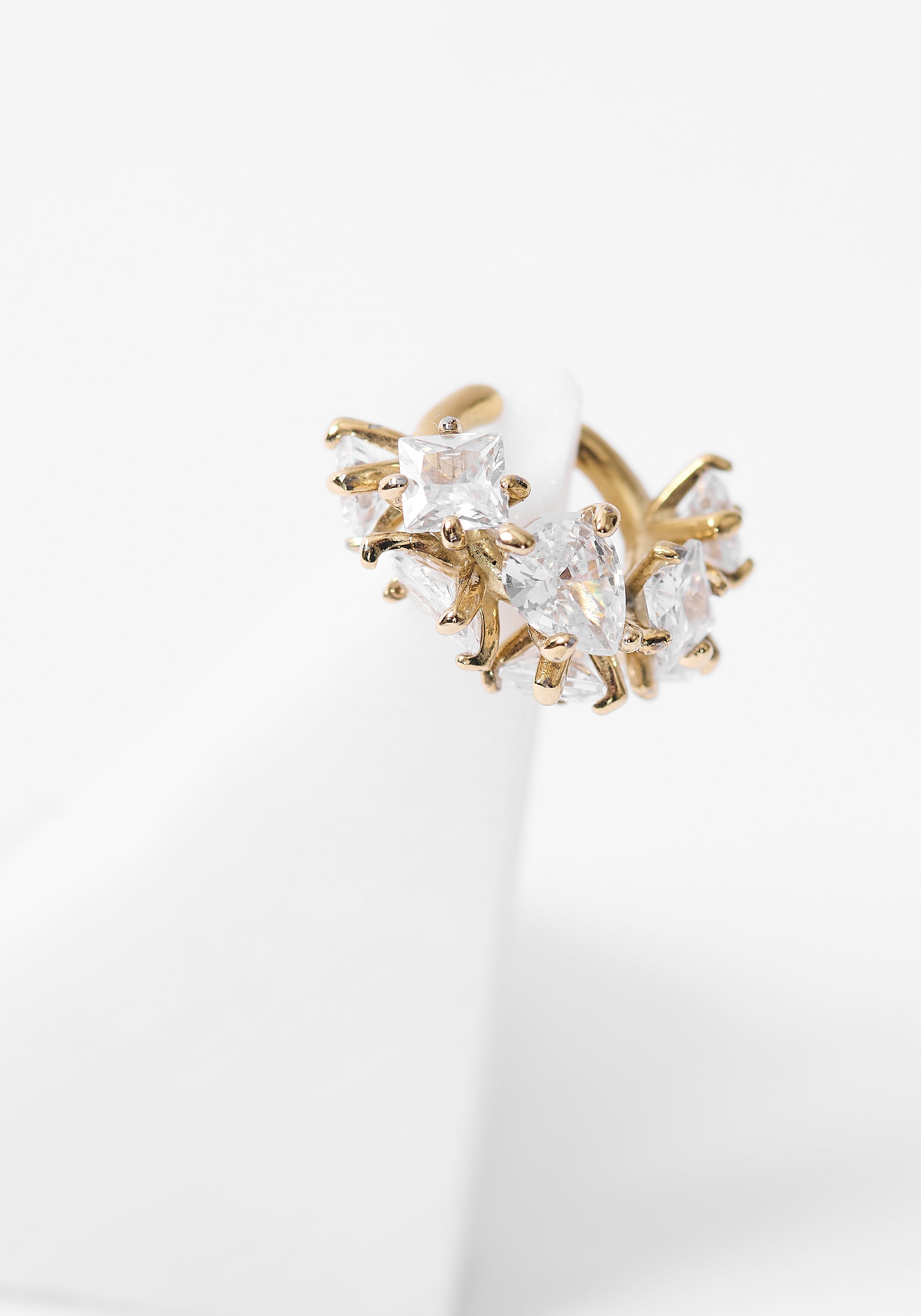 Jaki Gold Tone Stainless Steel Prong Set Zircons Earcuff