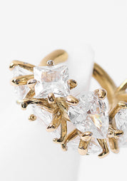 Jaki Gold Tone Stainless Steel Prong Set Zircons Earcuff