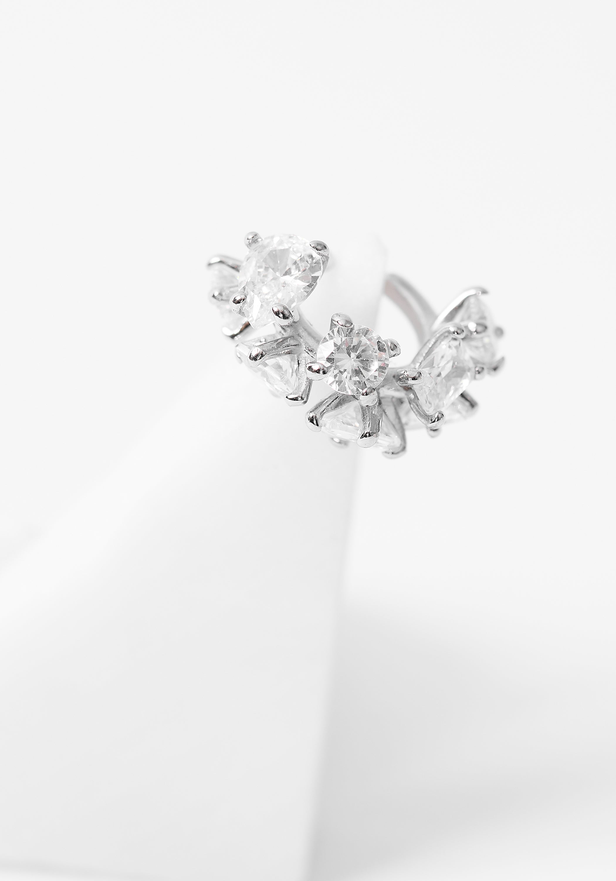 Jaki Stainless Steel Prong Set Zircons Earcuff