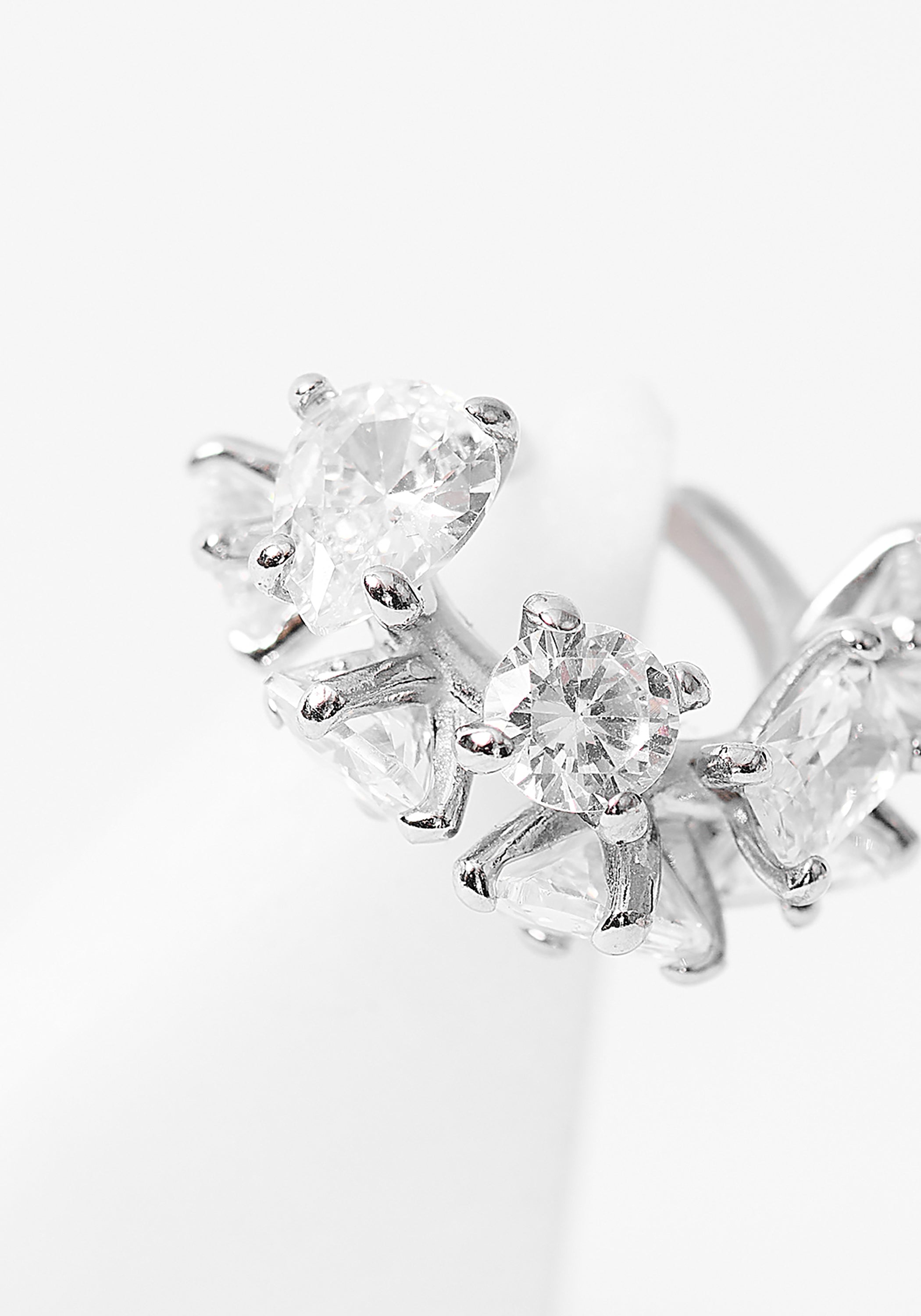 Jaki Stainless Steel Prong Set Zircons Earcuff