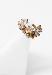 Jaki Vintage Gold Tone Stainless Steel Prong Set Zircons Earcuff