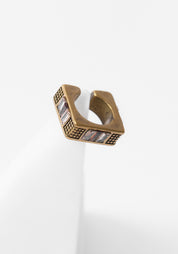 Shinsei Vintage Gold Tone Stainless Steel and Zircons Earcuff