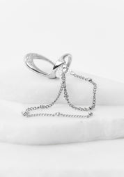 Lunar Stainless Steel and Zircons Chain Detail Earcuff