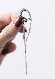 Lunar Stainless Steel and Zircons Chain Detail Earcuff