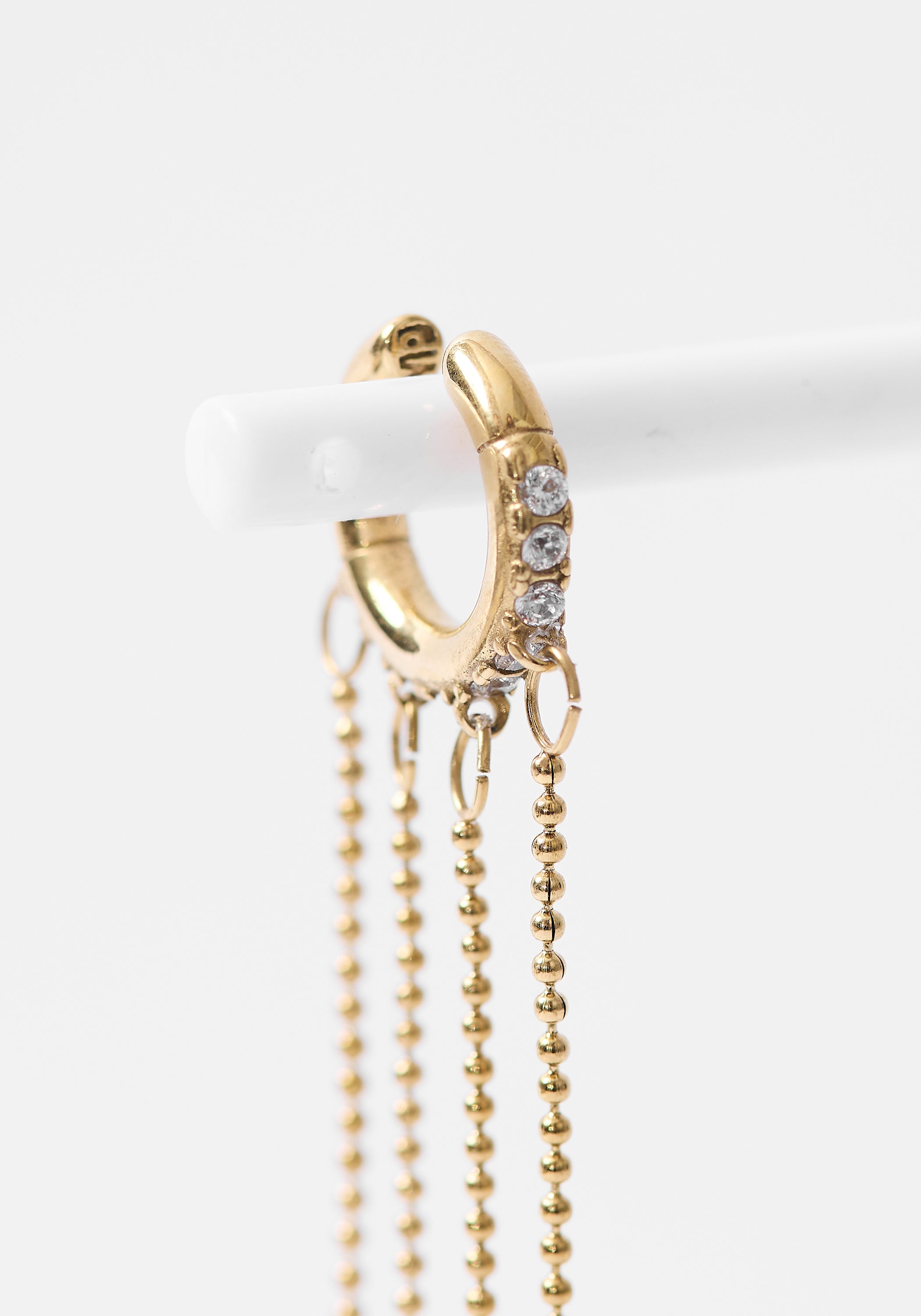 Colby Gold Tone Stainless Steel and Zircons Dangling Chains Earcuff - December Thieves
