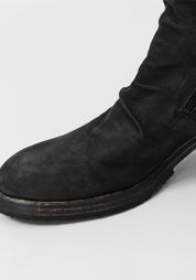 Textured Black Leather Round Toe Boot