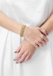 Gold Plated Woven Chain Mystic Moonstone Bracelet