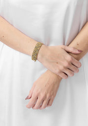 Gold Plated Woven Chain, Pyrite and Moonstone Bracelet