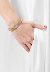 Gold Plated Woven Mystic Moonstone Bracelet