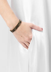 Gold Plated Woven Black Spinel Bracelet