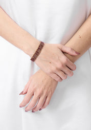 Gold Plated Woven Garnet Bracelet