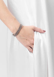 Rhodium Plated Woven Gray Labradorite Bracelet