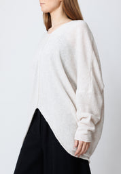 Jojo Asymmetric Oversized Drop Shoulder Wool Blend Knit Pullover