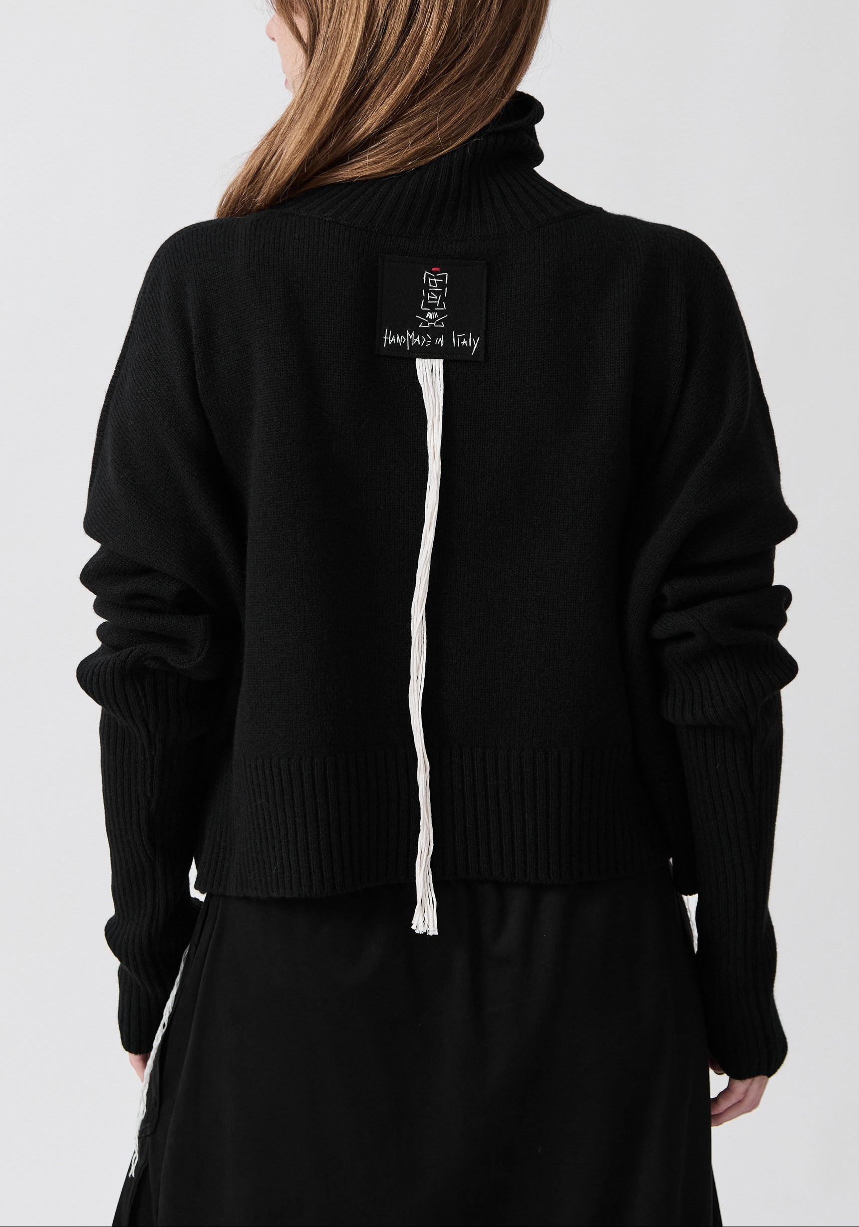 Bina Hand Painted and Embroidered Wool and Cashmere Blend Turtleneck