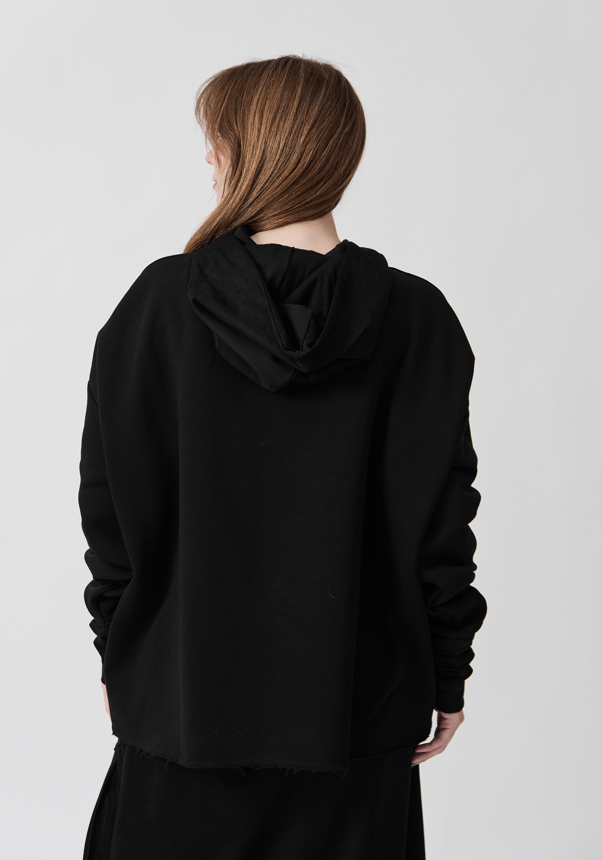 Hero Embroidered Faux Suede Hoodie