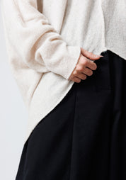 Jojo Asymmetric Oversized Drop Shoulder Wool Blend Knit Pullover