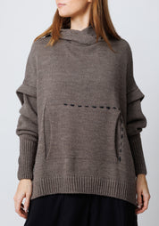 Edooh Asymmetric Oversized Wool Blend Knit Hoodie
