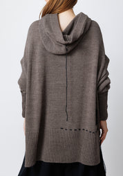 Edooh Asymmetric Oversized Wool Blend Knit Hoodie