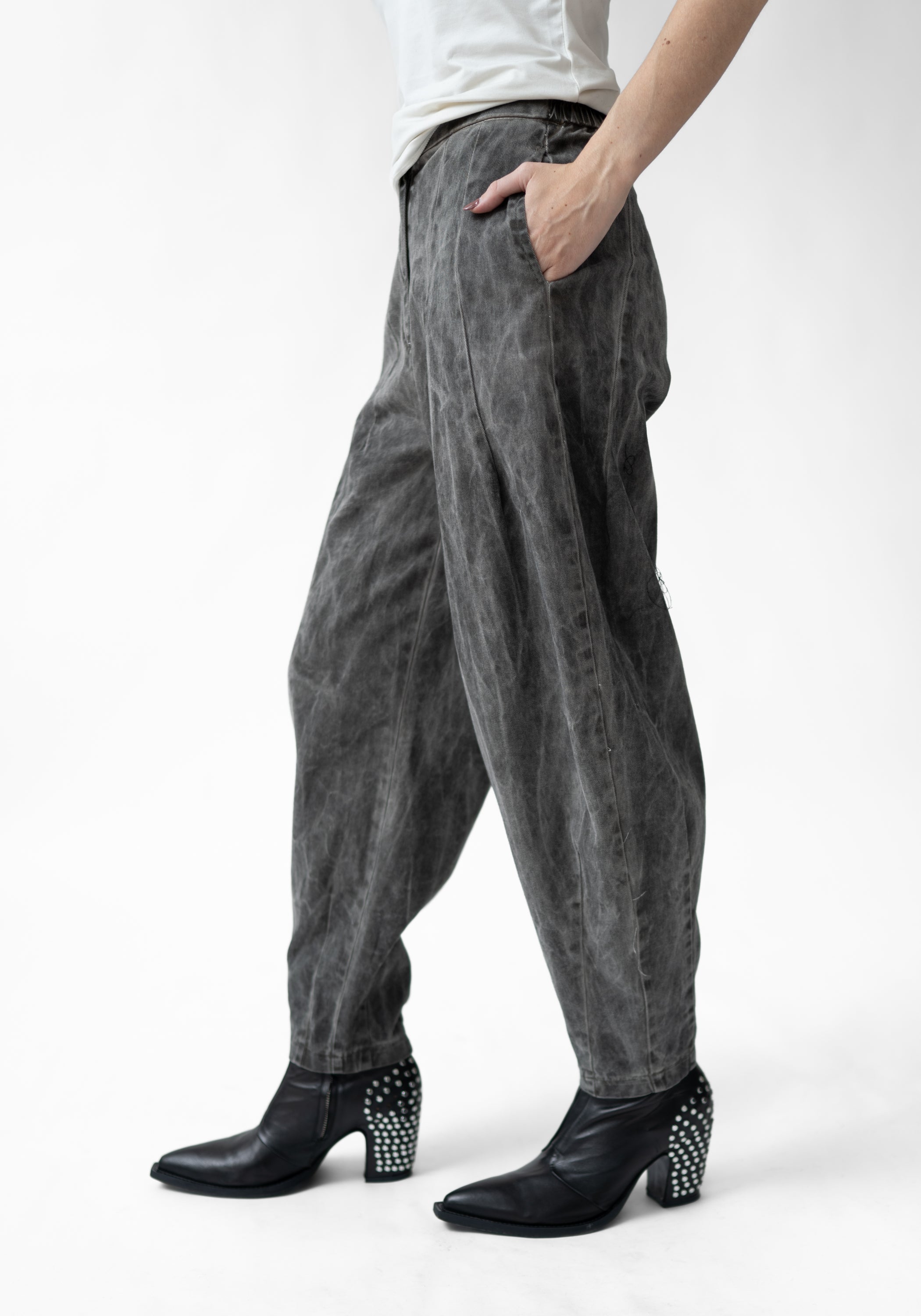 Over-Dyed Tapered Full Leg Pants