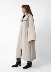 Oversized Zip Front Wool Blend Coat
