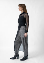 Asymmetric High Neck Sheer Mesh Tunic