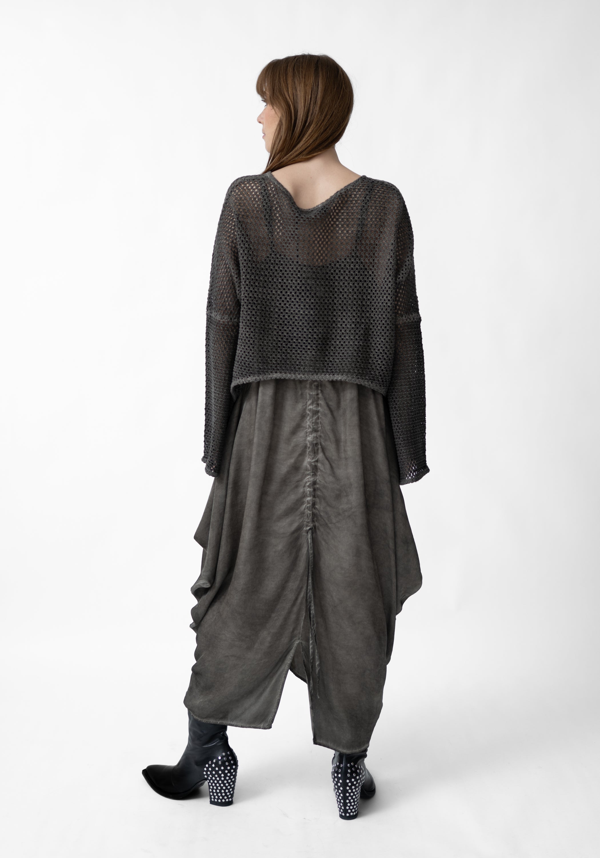 Strappy Satin Ruche Detail Maxi Dress and Open Knit Shrug