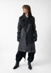 Oversized Knit Panels High Neck Jacket