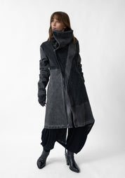 Oversized Knit Panels High Neck Jacket