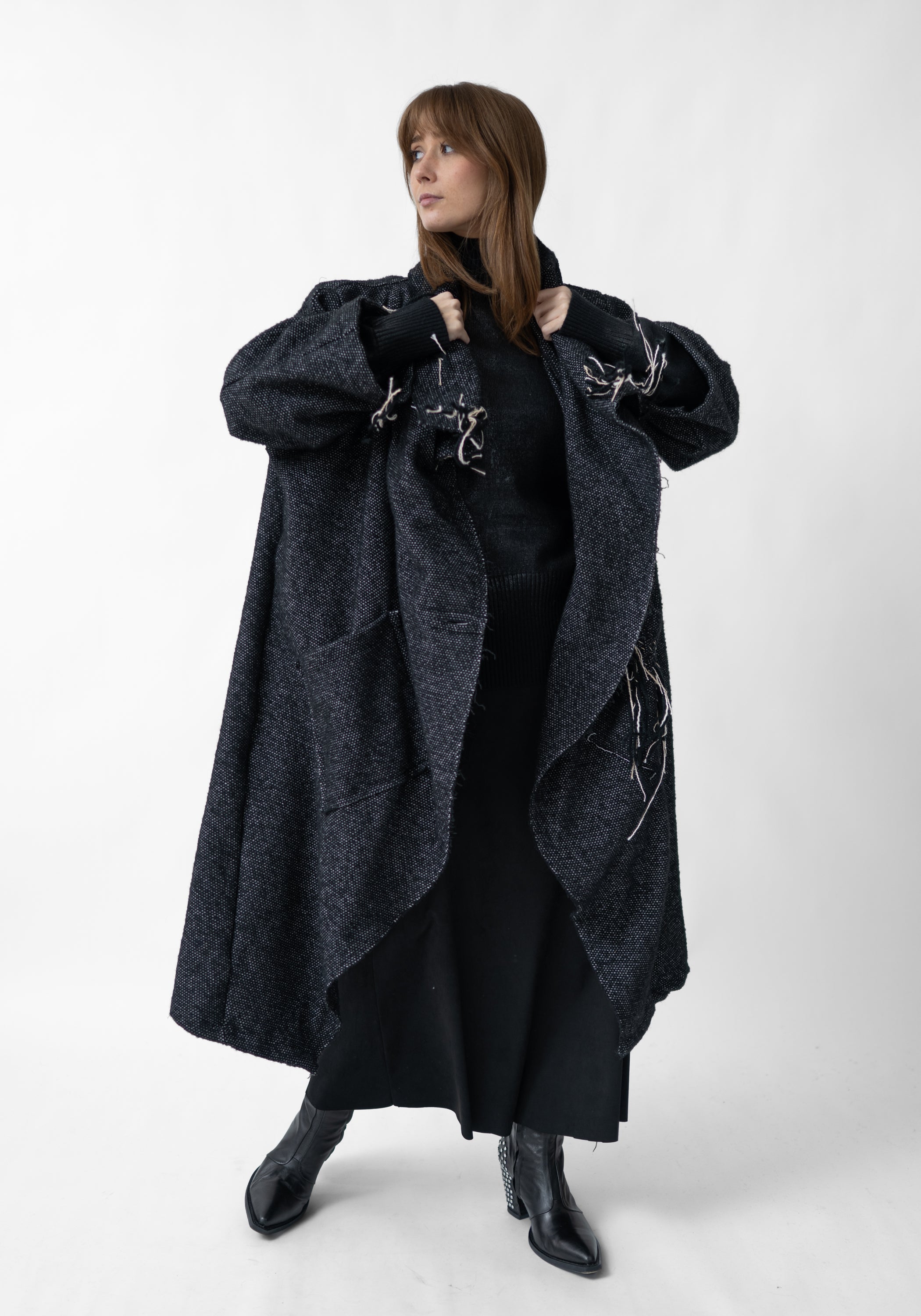 Gacrux Oversized Hand Stitched Wool Blend Coat