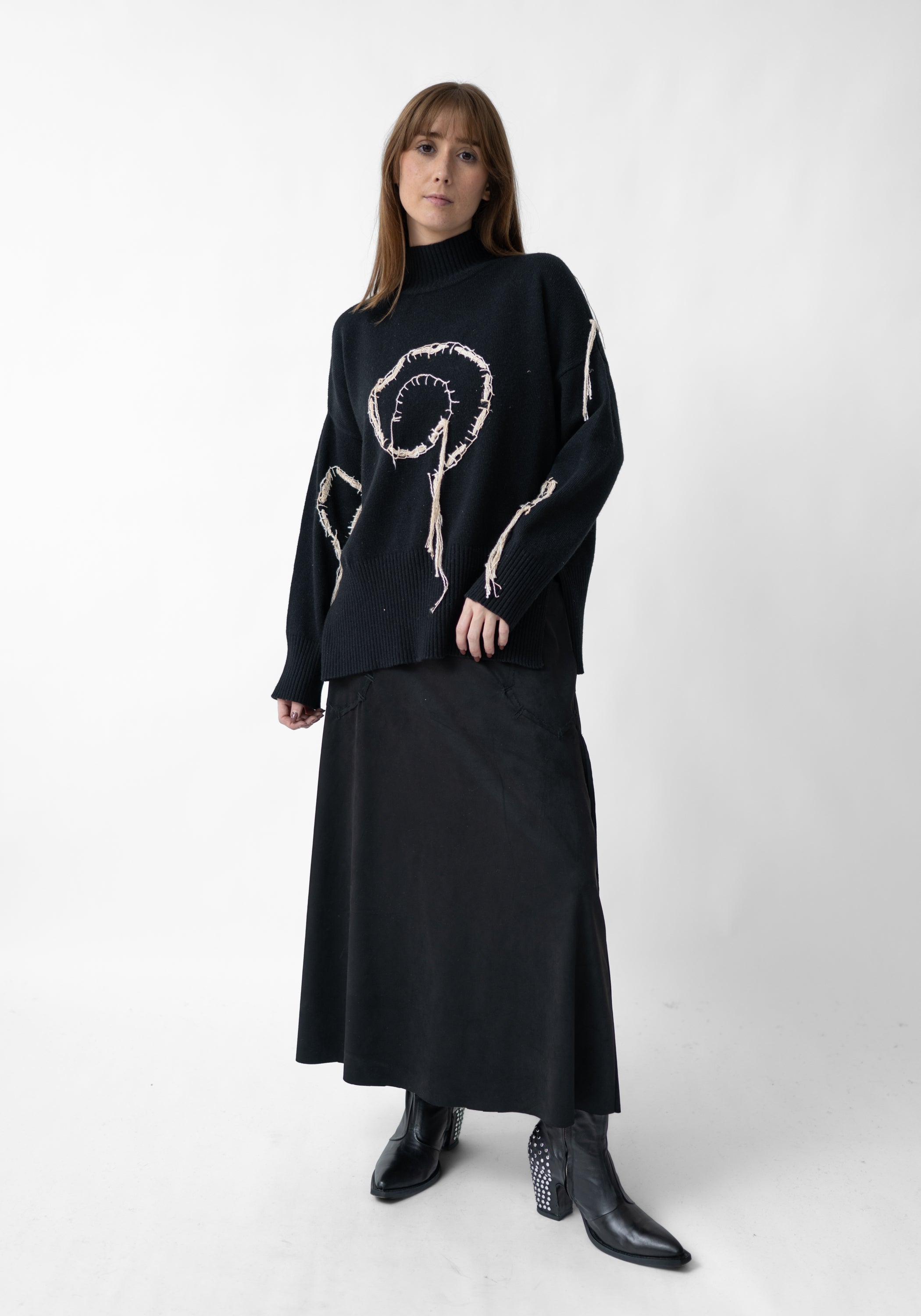 Frumin Hand Stitched Cashmere and Wool Blend Pullover