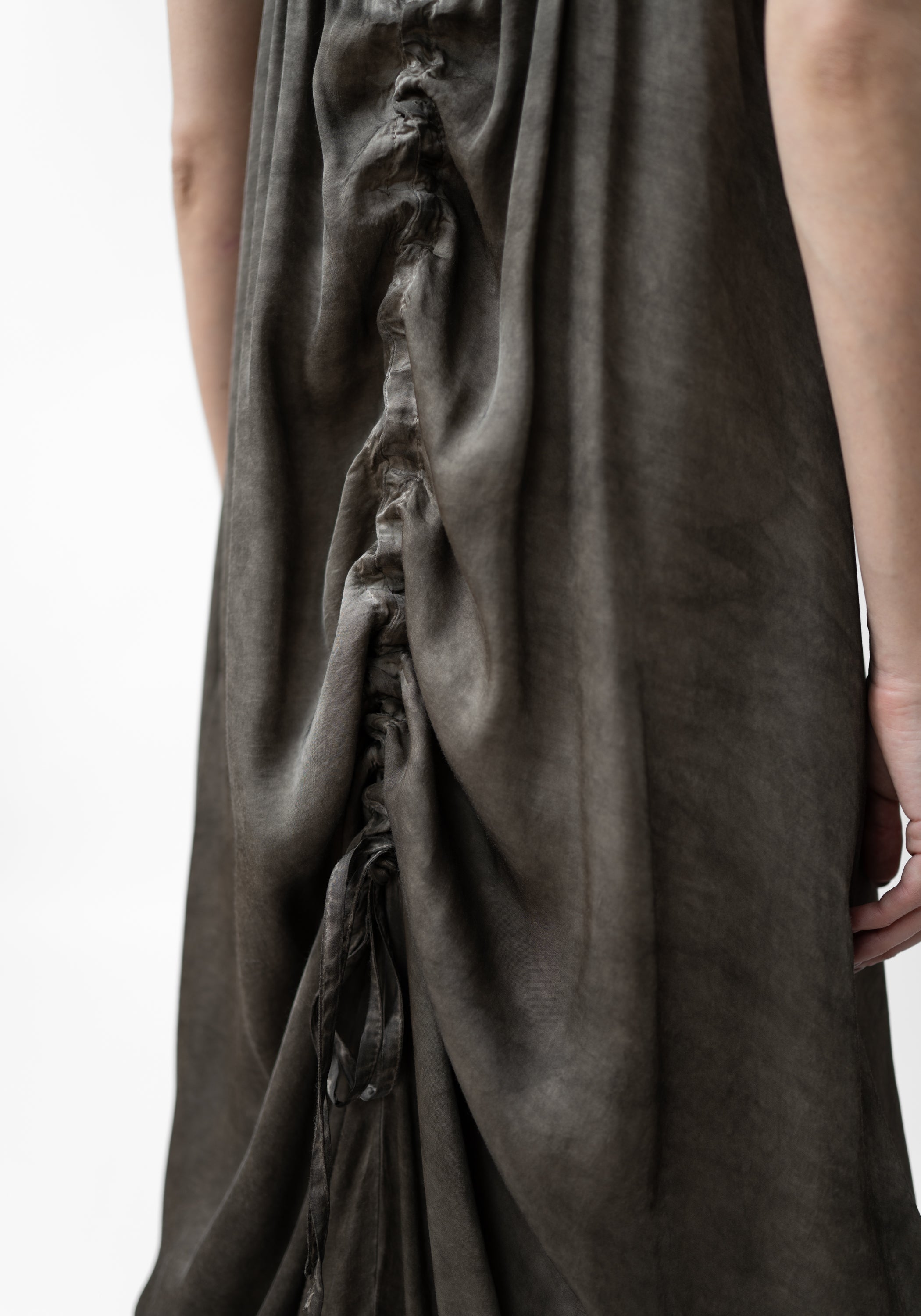 Strappy Satin Ruche Detail Maxi Dress and Open Knit Shrug