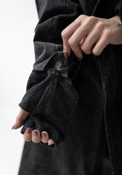 Oversized Knit Panels High Neck Jacket