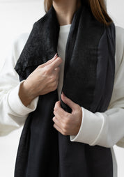 Caph Ribbed Laser Cut Leather and Cashmere Blend Scarf
