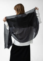 Caph Ribbed Laser Cut Leather and Cashmere Blend Scarf