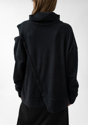 Eridani High Neck Oversized Cut-Out Detail Ribbed Top
