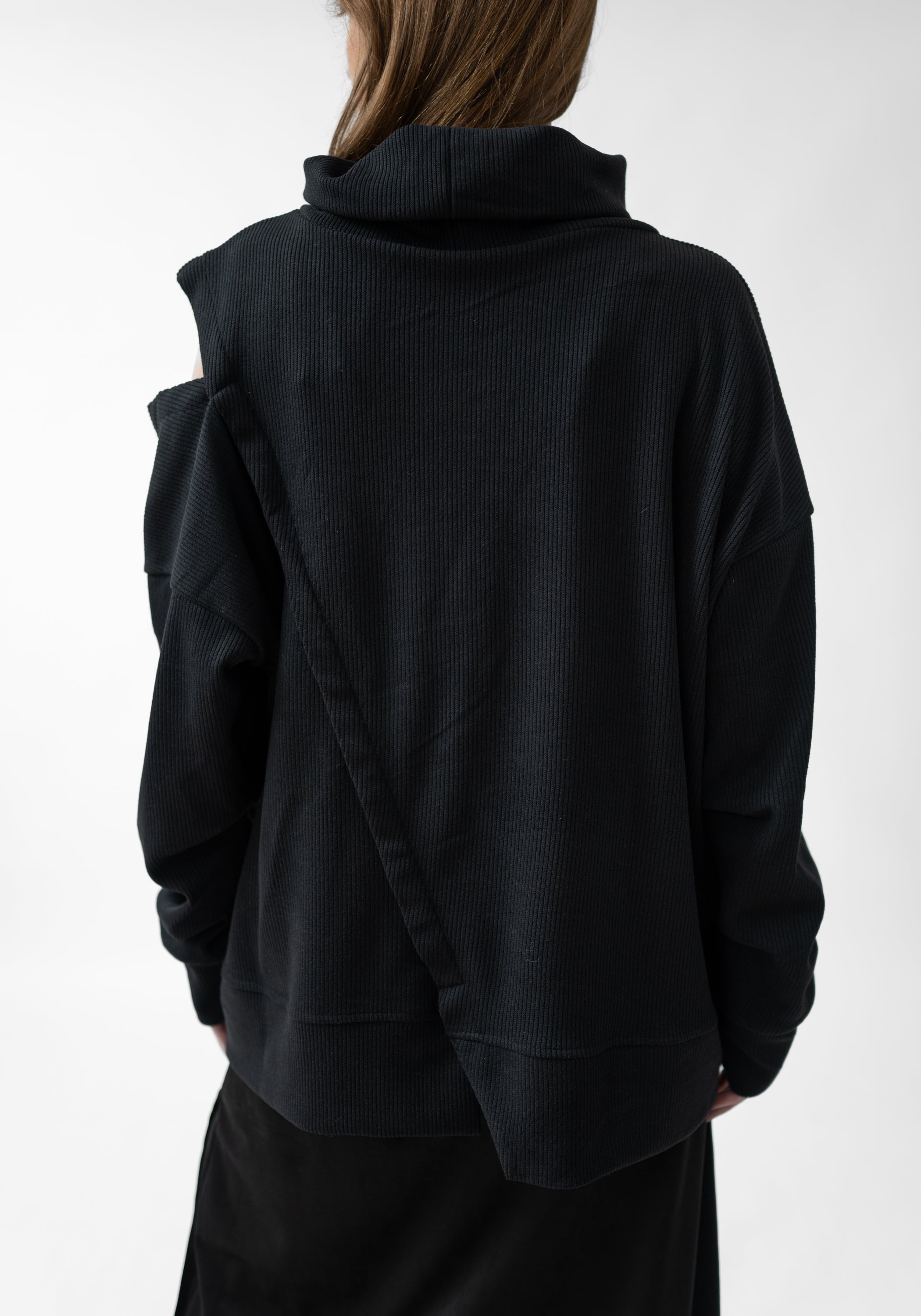 Eridani High Neck Oversized Cut-Out Detail Ribbed Top