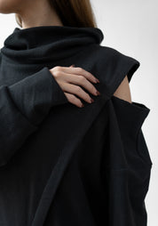 Eridani High Neck Oversized Cut-Out Detail Ribbed Top