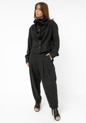 Wired Details Cropped Silk Blend Jacket