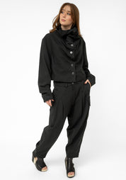 Wired Details Cropped Silk Blend Jacket