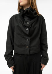 Wired Details Cropped Silk Blend Jacket