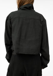 Wired Details Cropped Silk Blend Jacket