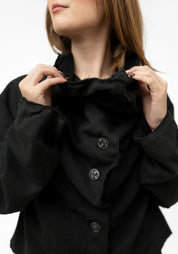 Wired Details Cropped Silk Blend Jacket