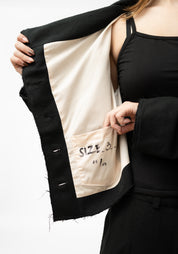 Wired Details Cropped Silk Blend Jacket