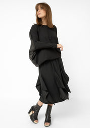 Drape Panels Midi Silk Blend Skirt