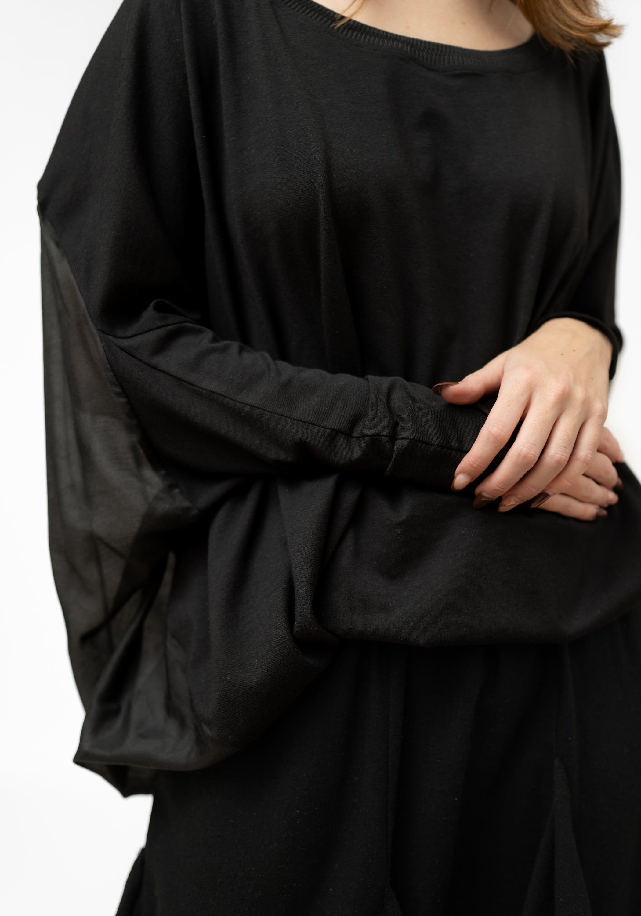 Oversized Drop Shoulder Sheer Back Top - December Thieves