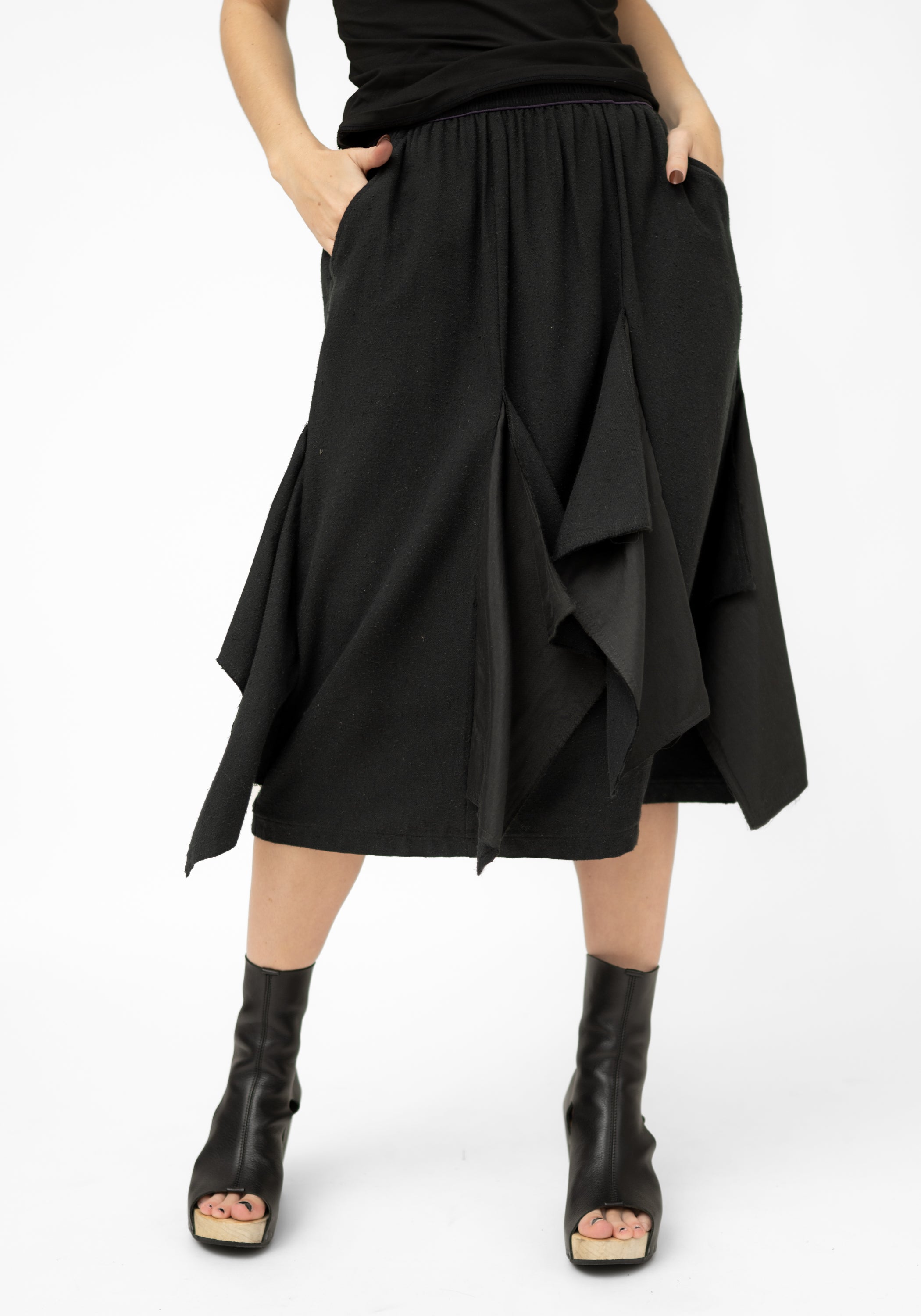 Drape Panels Midi Silk Blend Skirt
