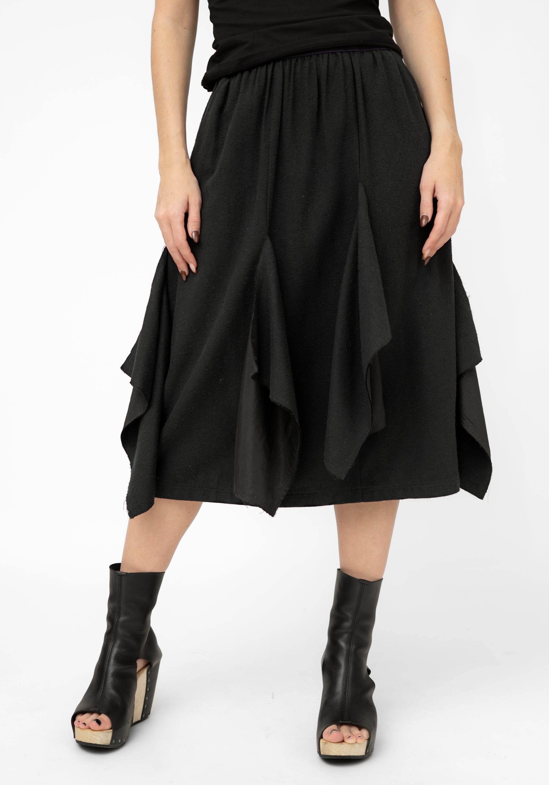 Drape Panels Midi Silk Blend Skirt