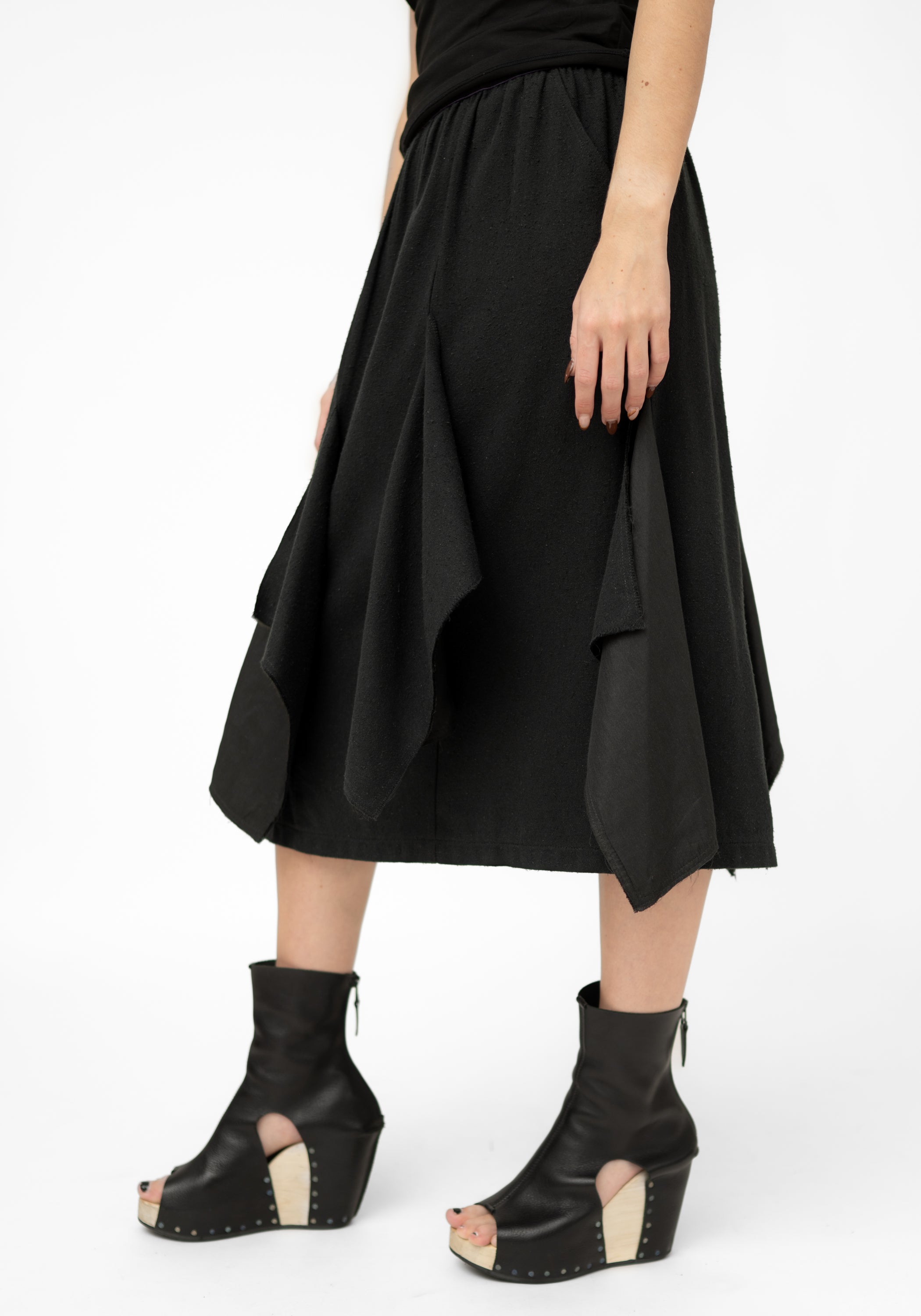 Drape Panels Midi Silk Blend Skirt