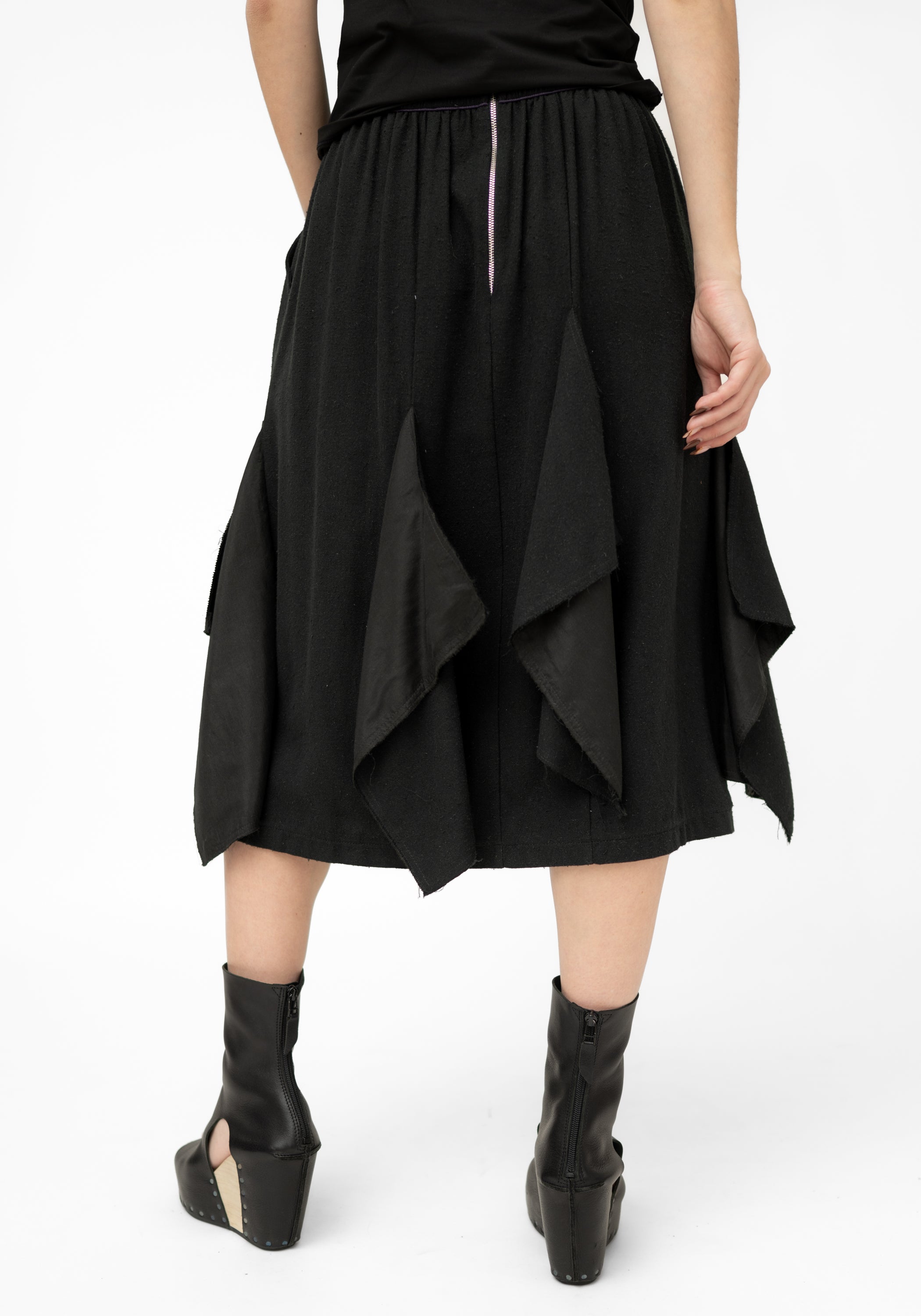 Drape Panels Midi Silk Blend Skirt